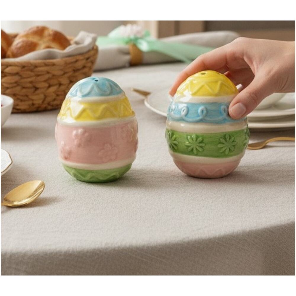 Pastel Easter Egg Salt & Pepper Shaker Set Spring Decor